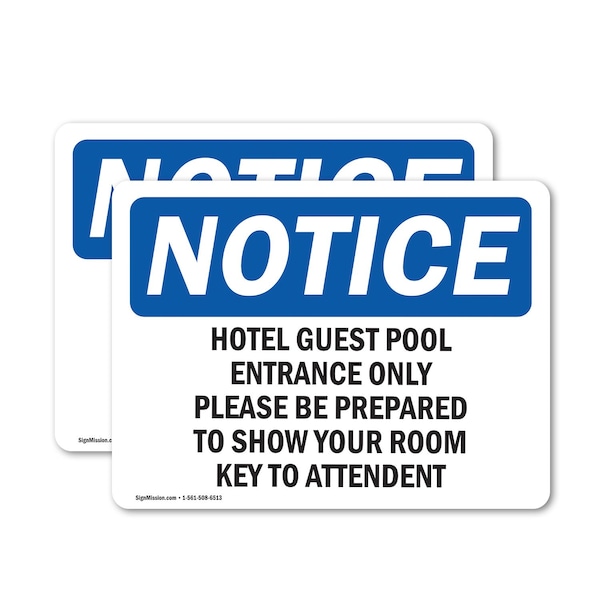 Signmission Hotel Guest Pool Entrance Only Please Be, 5 in W x Rectangle, Vinyl Decal OS-2PACK-NS-D-35-L-13537 - main